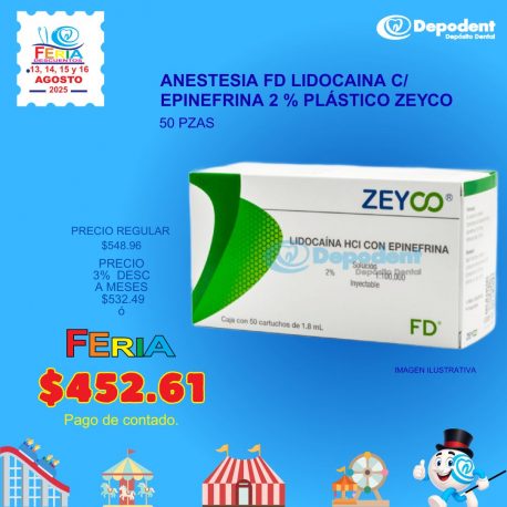ANESTESIA fd LIDOCAINA C EPINEFRINA 2 % PLÁSTICO ZEYCO jueves