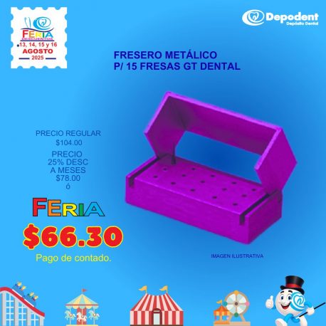 FRESERO METÁLICO P_ 15 FRESAS GT DENTAL
